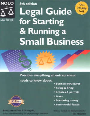 Legal Guide For Starting Running A Small Business Fred Steingold