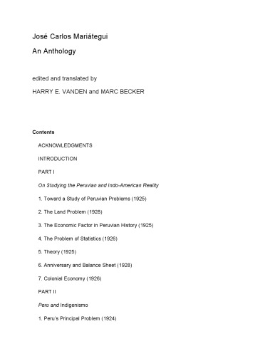 Jos Carlos Maritegui An Anthology Jos Carlos Maritegui