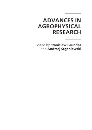 Advances In Agrophysical Research Stanislaw Grundas And Andrzej Stepniewski