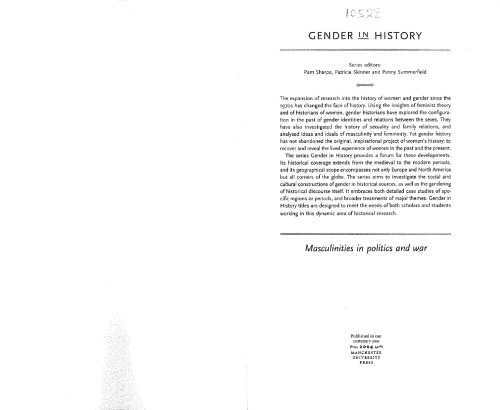 Masculinities In Politics And War Gendering Modern History Stefan Dudink Ed