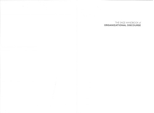 The Sage Handbook Of Organizational Discourse David Grant Cynthia Hardy