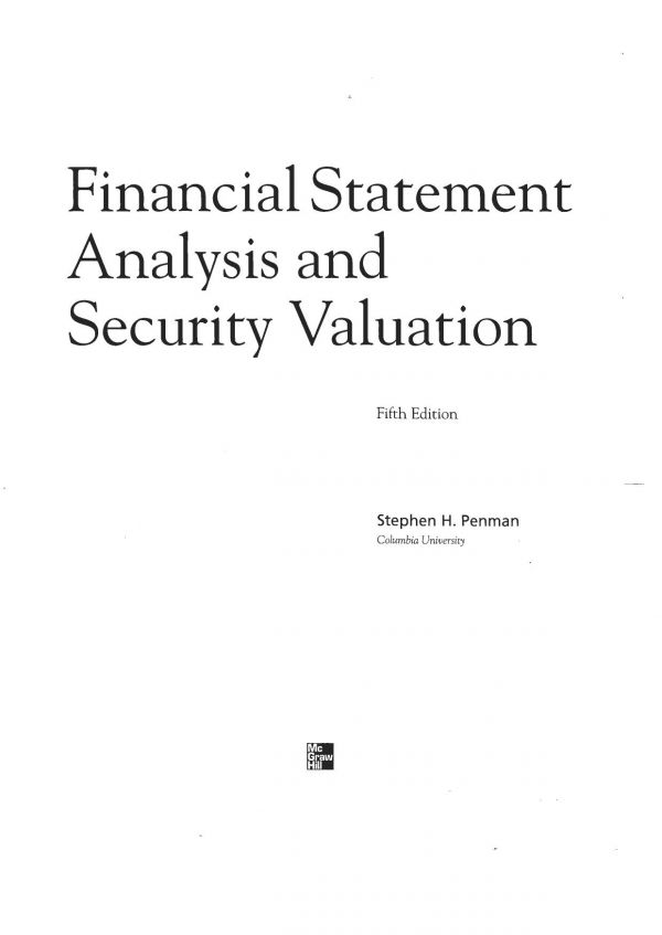 Financial Statement Analysis And Security Valuation Stephen H Penman