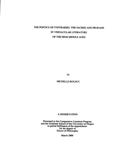 The Medieval Poetics Of Contraries Michelle Bolduc
