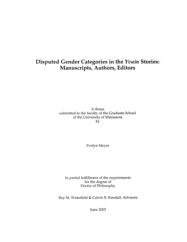 Disputed Gender Categories In The Yvain Stories Manuscripts Authors Editors Meyer