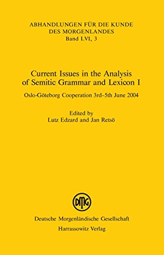 Current Issues In The Analysis Of Semitic Grammar And Lexicon I Oslogoteborg Cooperation 3rd5th June 2004 Mul Lutz Edzard