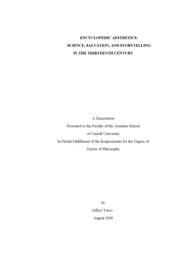 Encyclopedic Aesthetics Science Salvation And Storytelling In The Thirteenth Century Turco