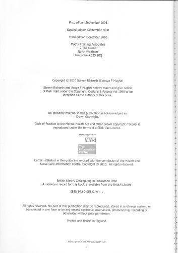 Working With The Mental Health Act 3rd Revised Steven Richards Aasya F Mughal