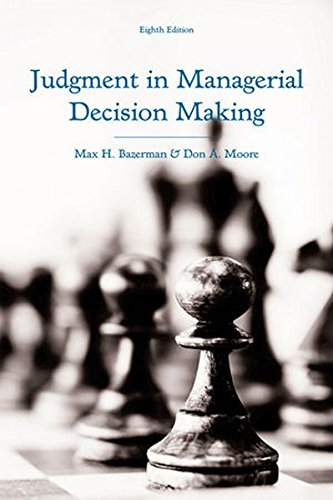 Judgment In Managerial Decision Making 8th Edition Max H Bazerman