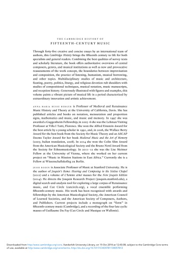 The Cambridge History Of Fifteenthcentury Music Anna Maria Busse Berger