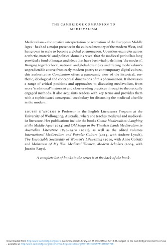 The Cambridge Companion To Medievalism Louise Darcens