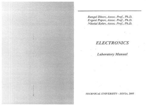Electronics Laboratotry Manual Rangel Dinov Evgeni Popov Nikolai Kolev