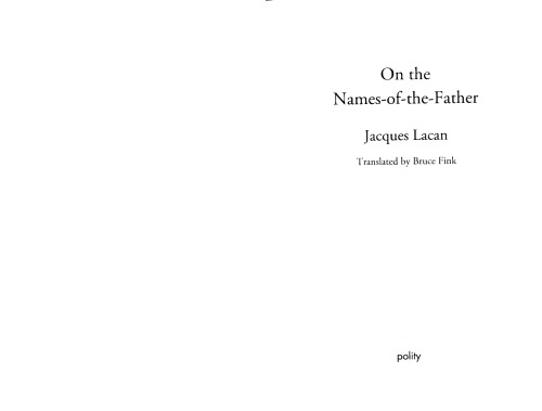 On The Namesofthefather Jacques Lacan