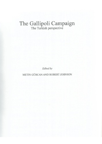 Reflections On The Gallipoli Campaign In Turkish Literature Afak Horzum