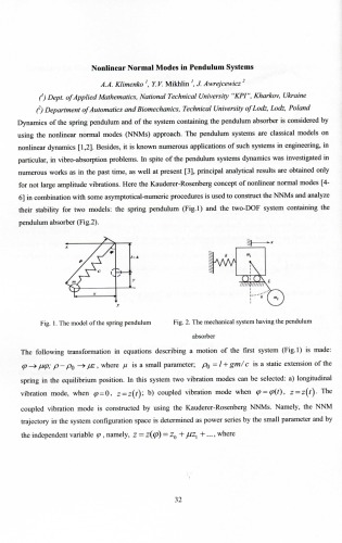 Nonlinear Normal Modes In Pendulum Systems A A Klimenko Y V Mikhlin