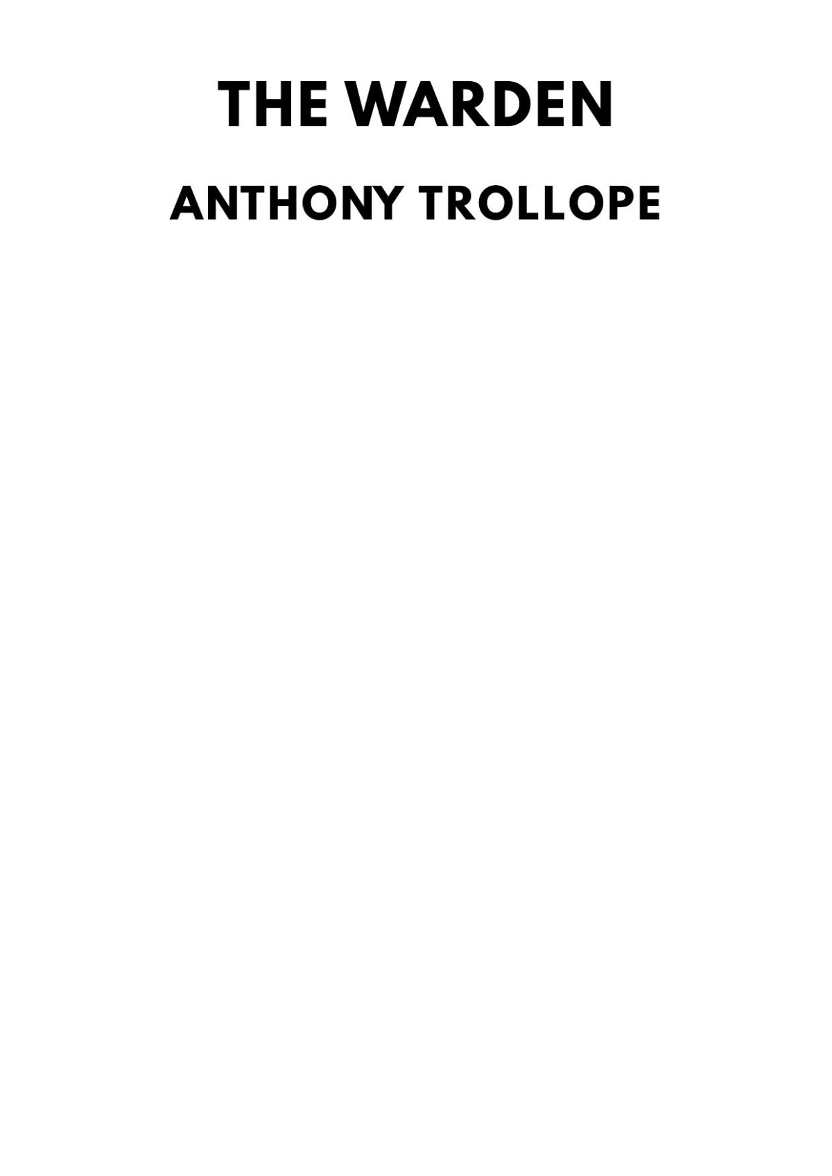 The Warden Anthony Trollope
