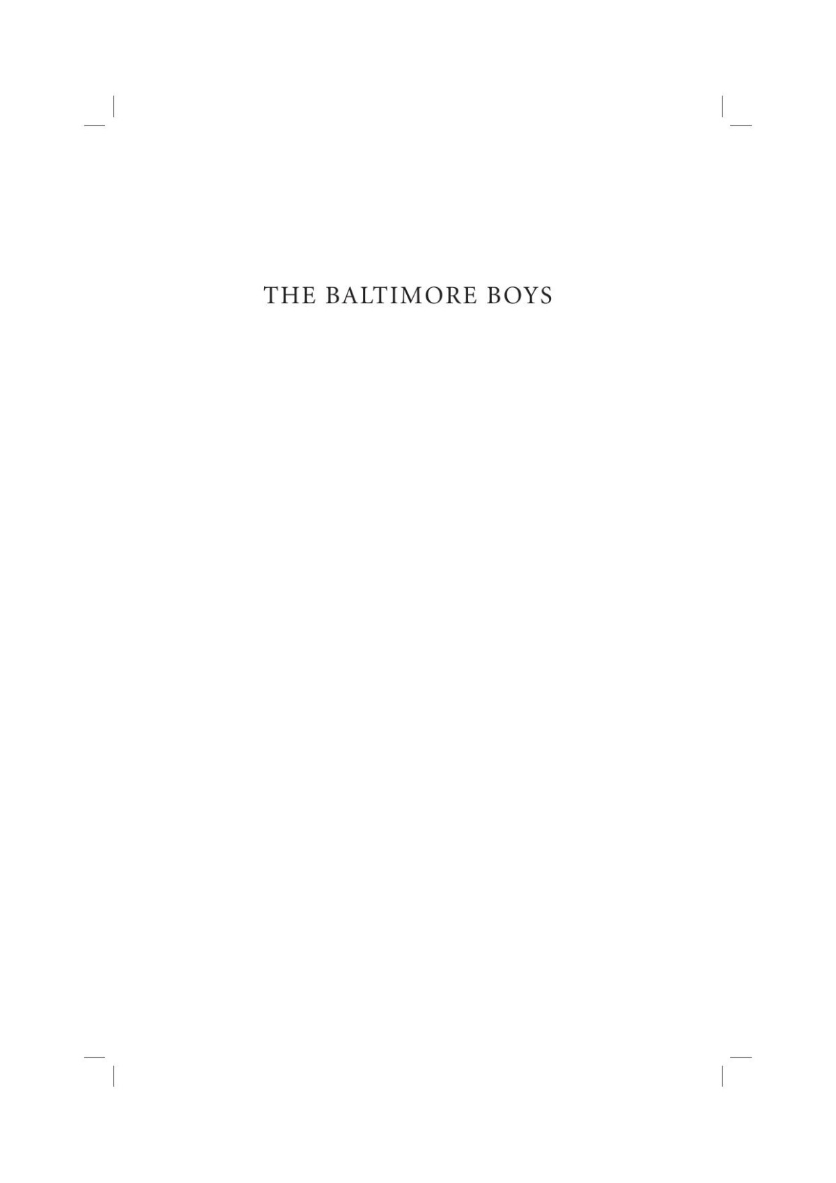 The Baltimore Boys Jol Dicker