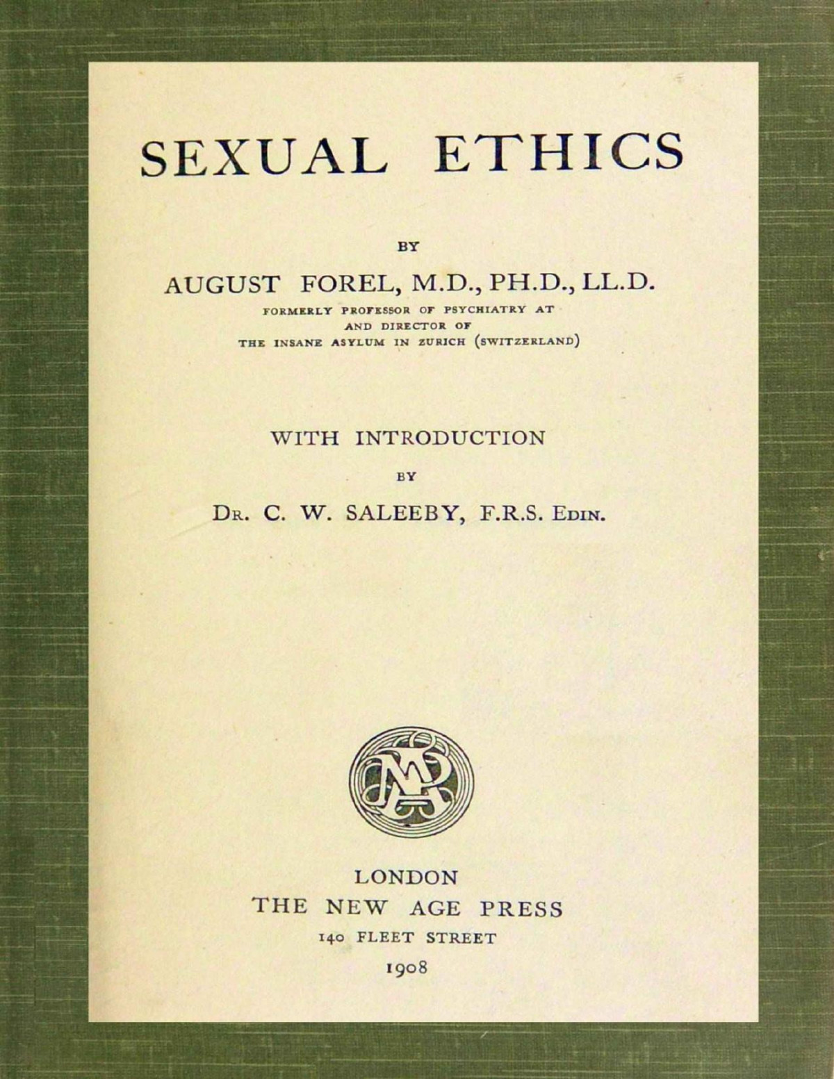 Sexual Ethics Auguste Forel