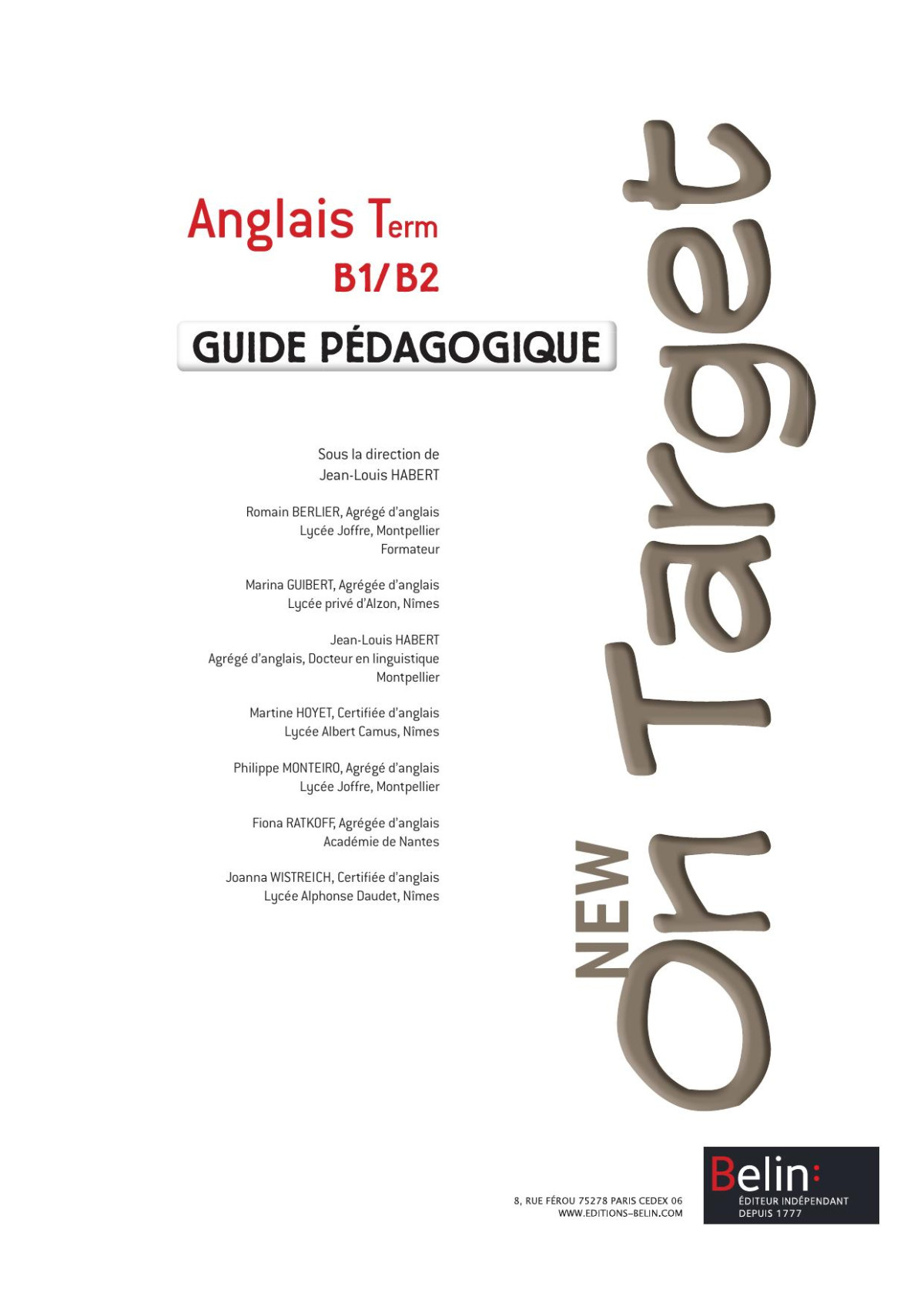 New On Target Guide Pdagogique Anglais Term B1b2 Jeanlouis Habert
