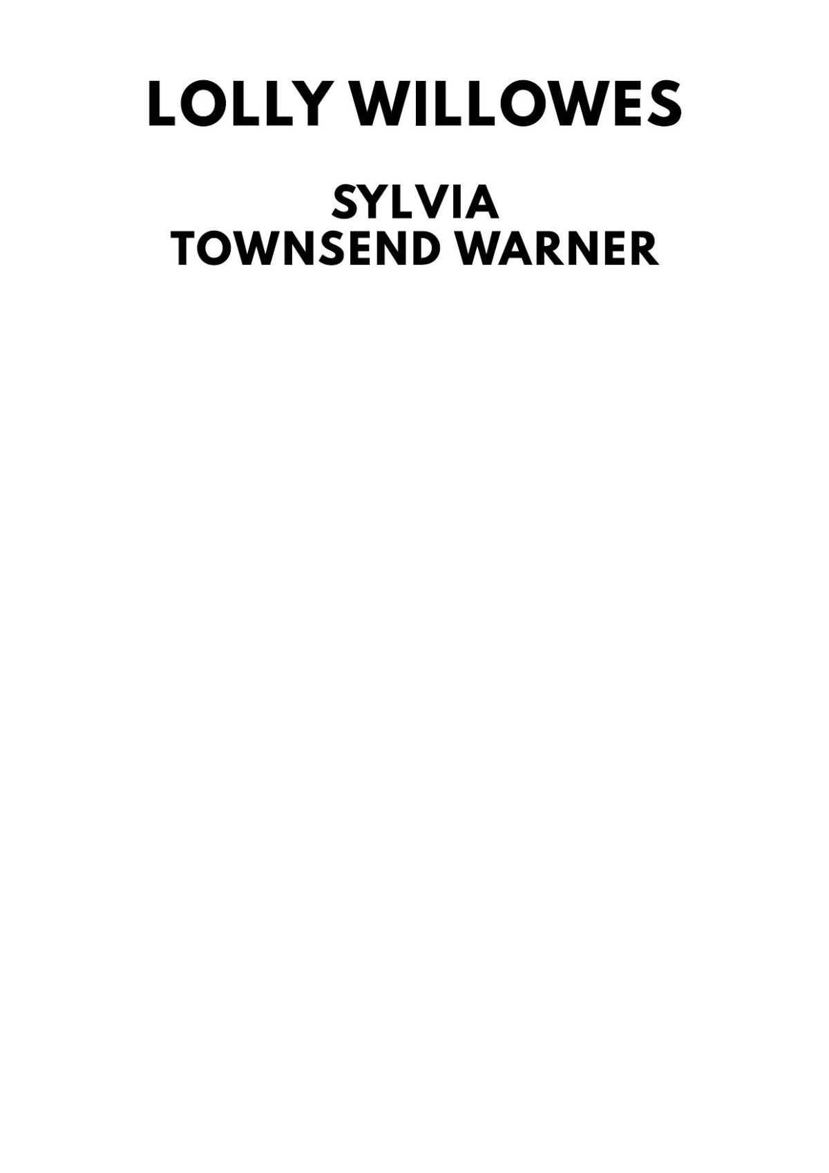 Lolly Willowes Sylvia Townsend Warner
