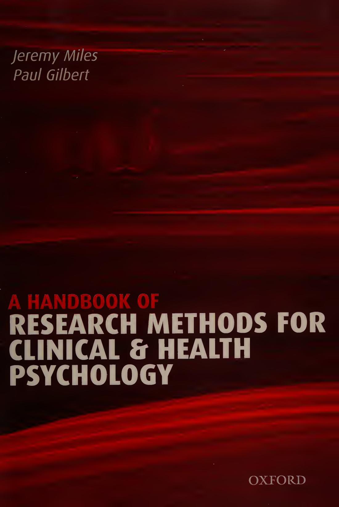A Handbook Of Research Methods For Clinical And Health Psychology Illustrated Jeremy Miles