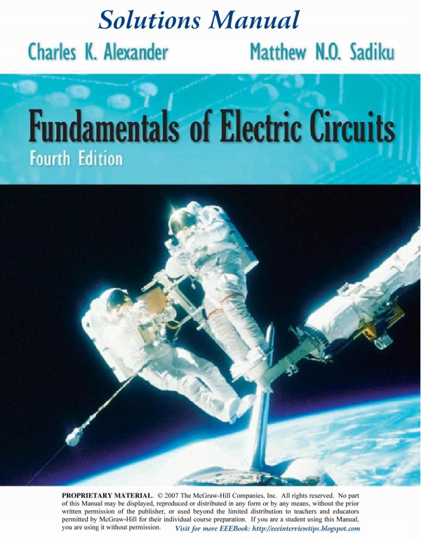 Fundamentals Of Electric Circuits 4th Ed Solutions Manual Fourth Edition Charles K Alexander Matthew No Sadiku