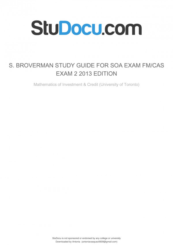 Actex P1 Study Manual 2013th Edition Samuel A Broverman
