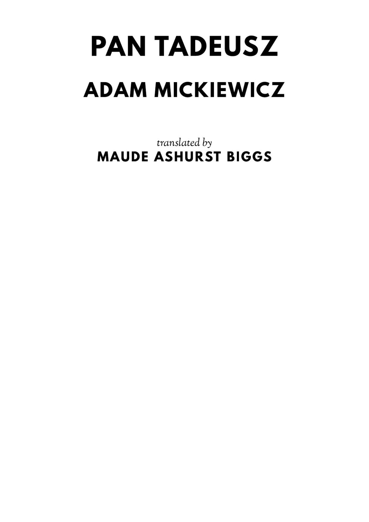 Pan Tadeusz Adam Mickiewicz