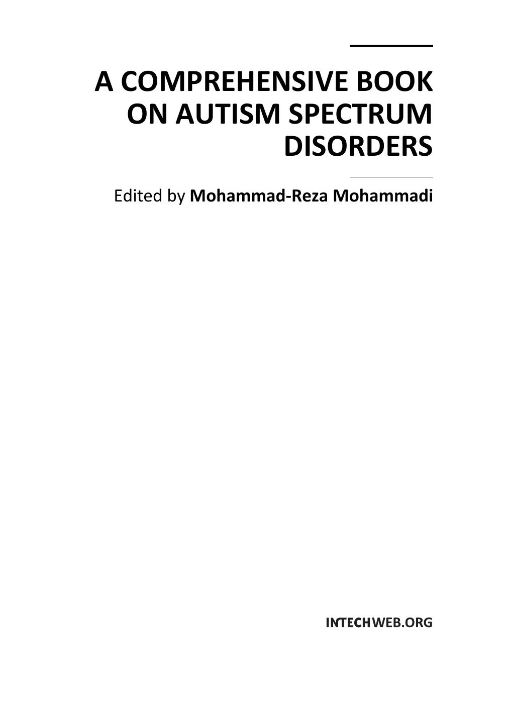 A Comprehensive Book On Autism Spectrum Disorders Mohammadreza Mohammadi