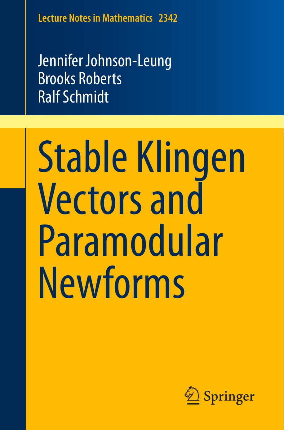 Stable Klingen Vectors And Paramodular Newforms Jennifer Johnsonleung
