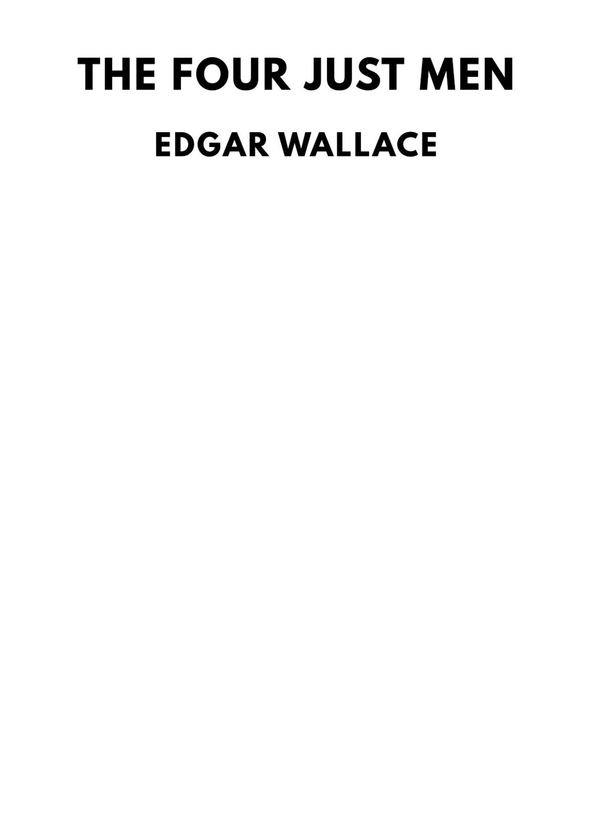 The Four Just Men Edgar Wallace