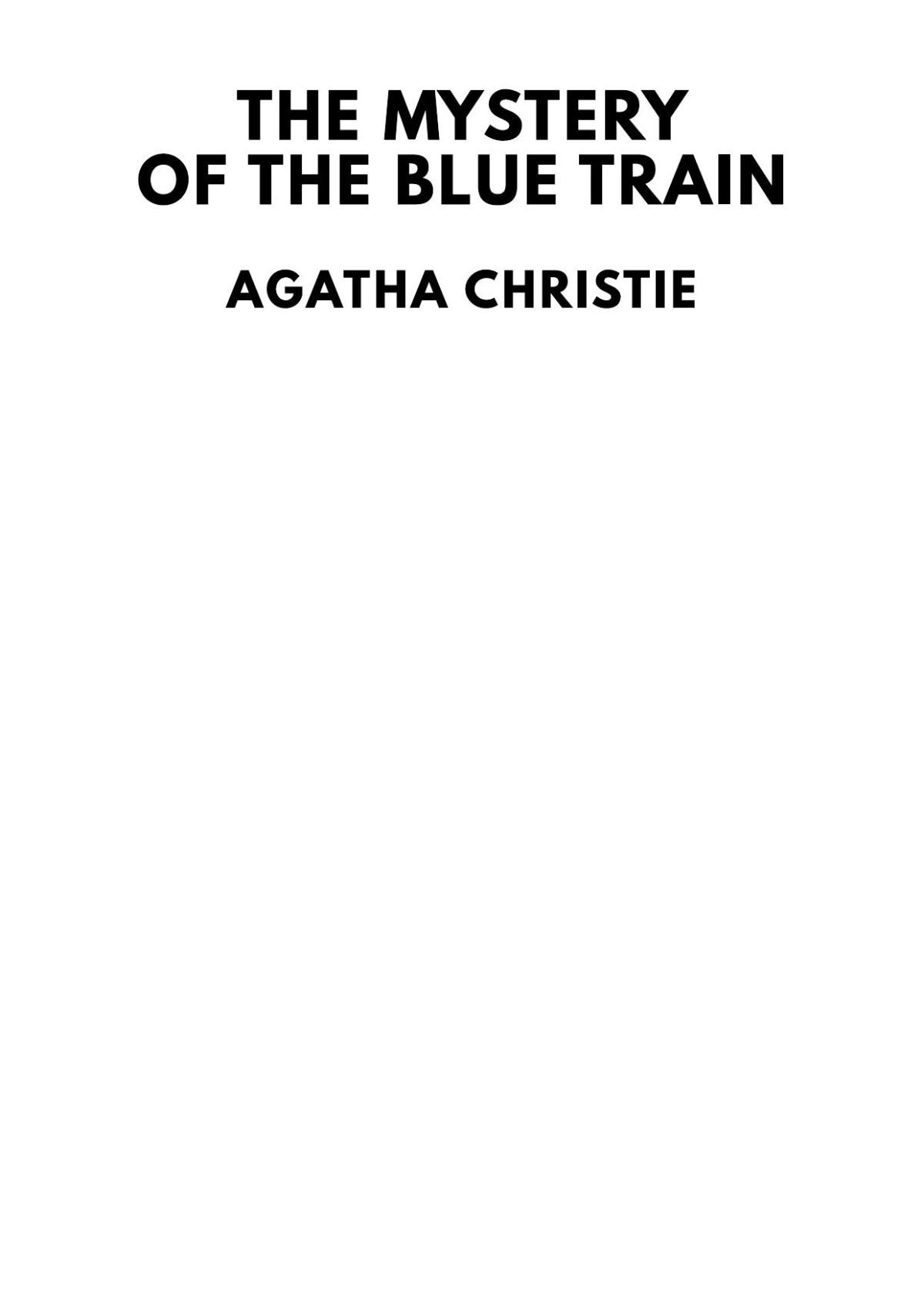 The Mystery Of The Blue Train Agatha Christie
