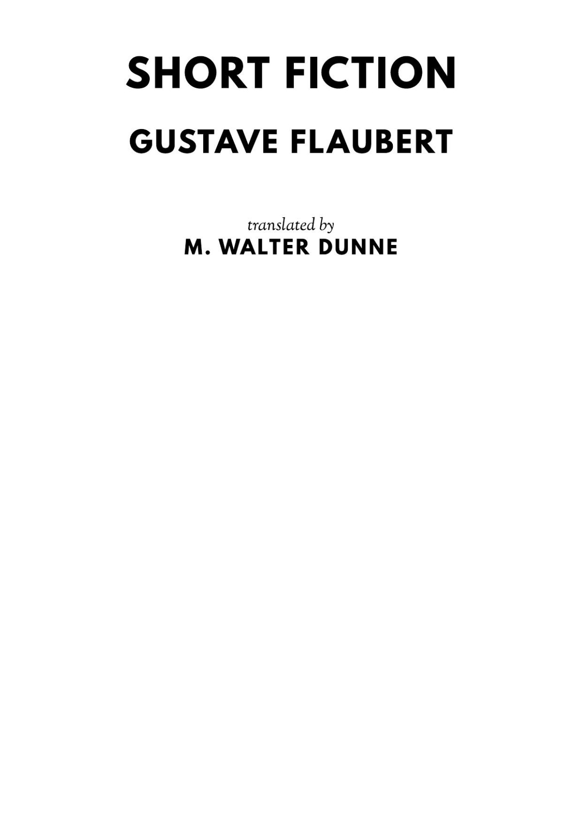Short Fiction Gustave Flaubert
