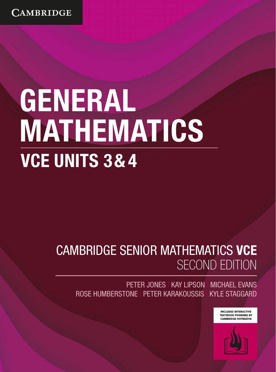 General Mathematics Vce Units 34 Cambridge Senior Mathematics Victorian Curriculumvce 2nd Edition Jones