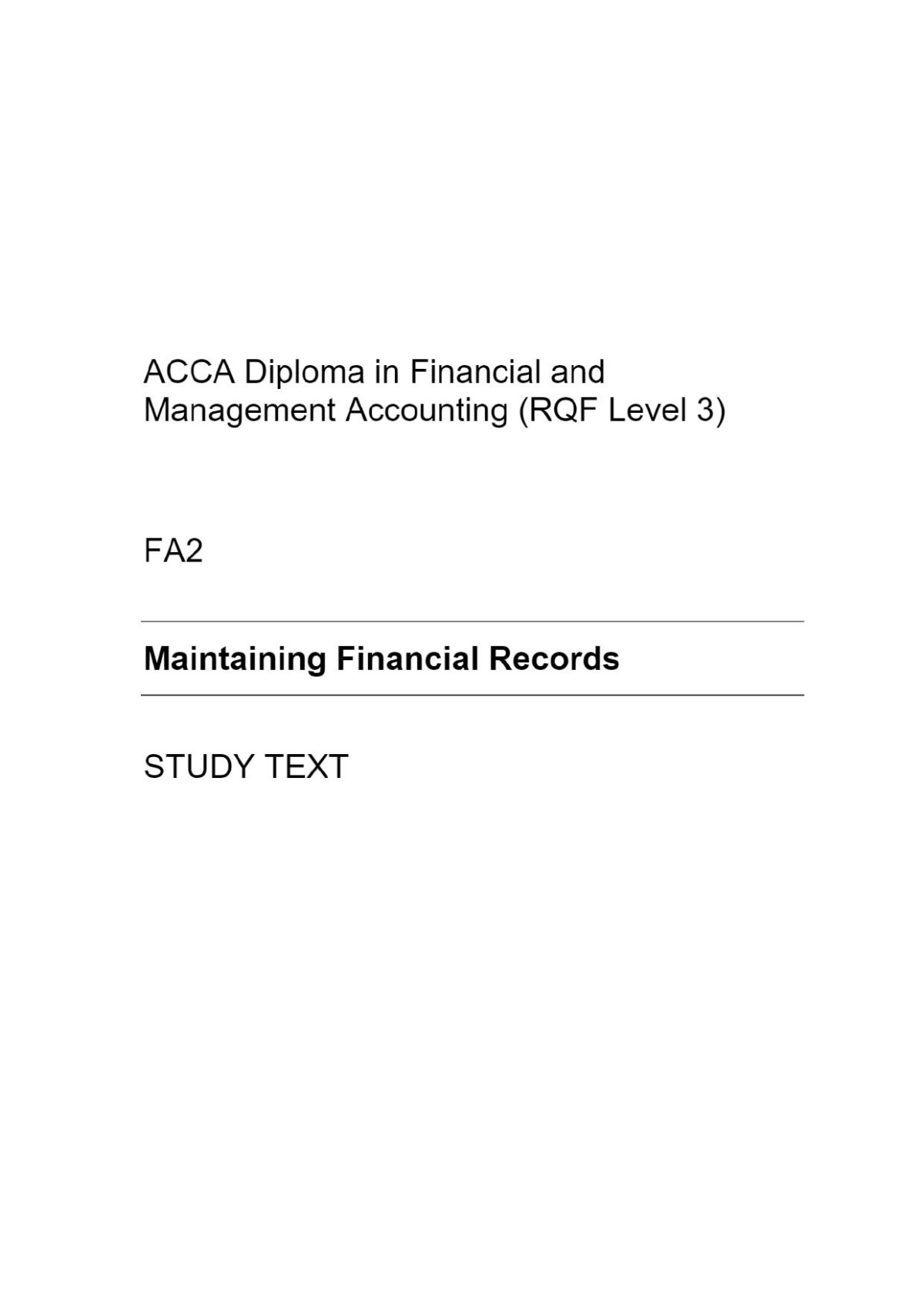 Acca Foundations Maintaining Financial Records 2024 Kaplan