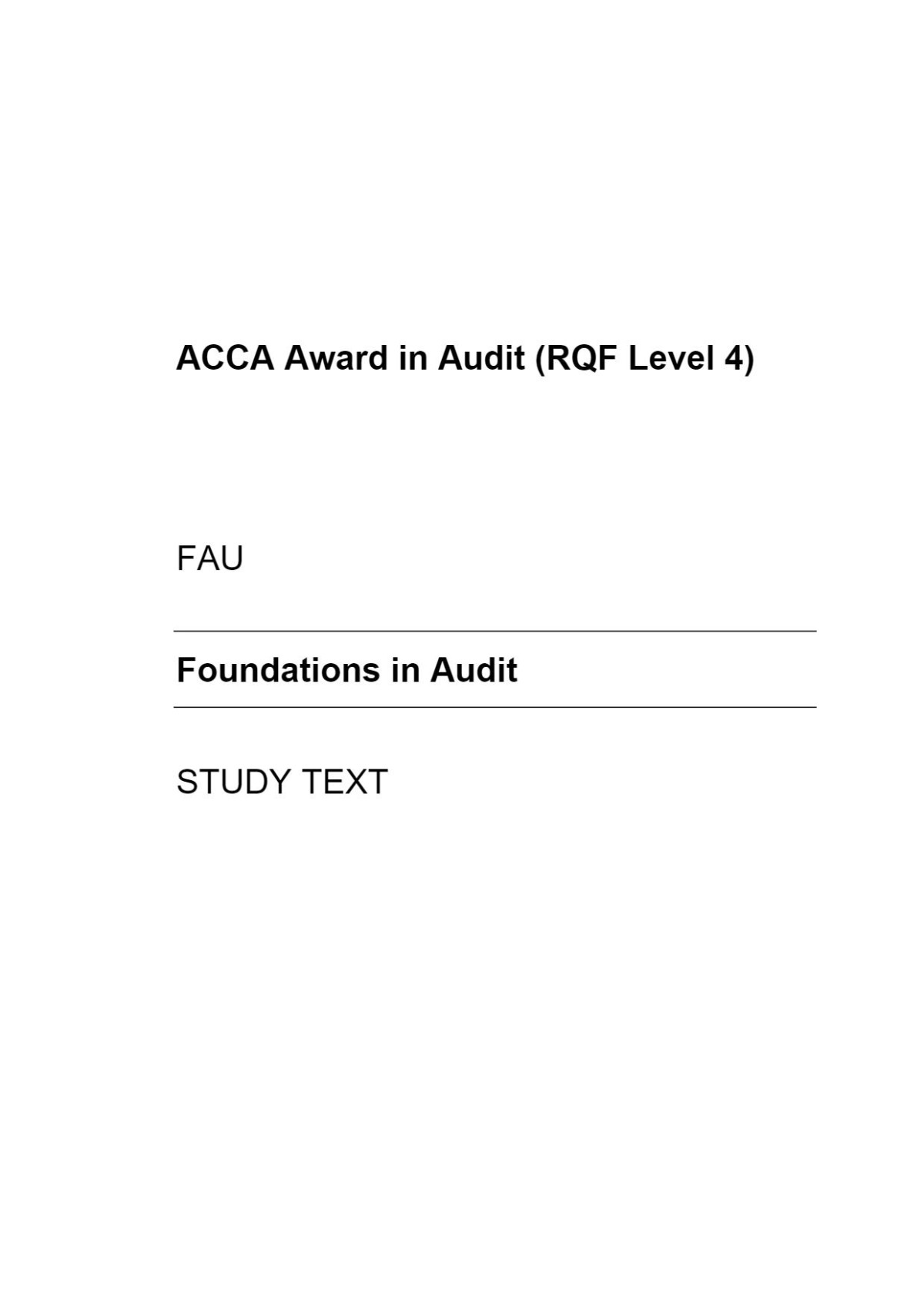 Acca Foundations In Audit 2024 Kaplan