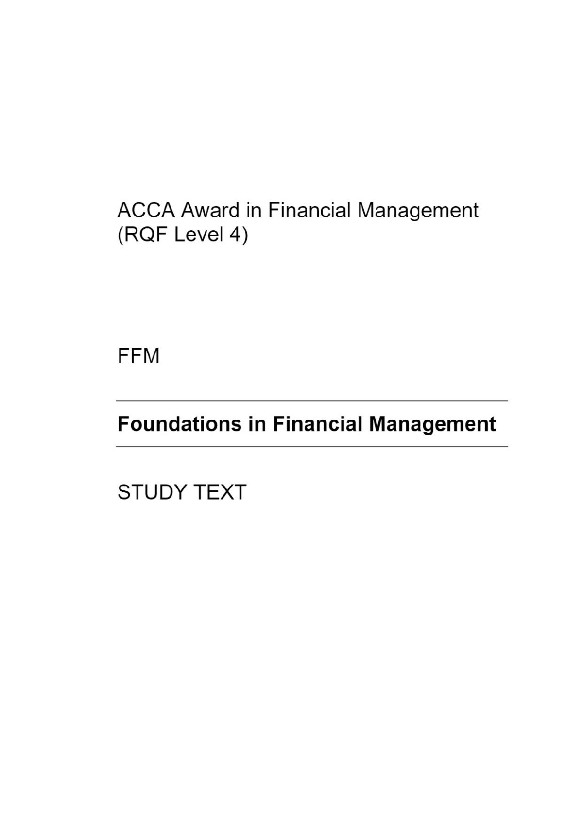 Acca Foundations In Financial Management 2024 Kaplan