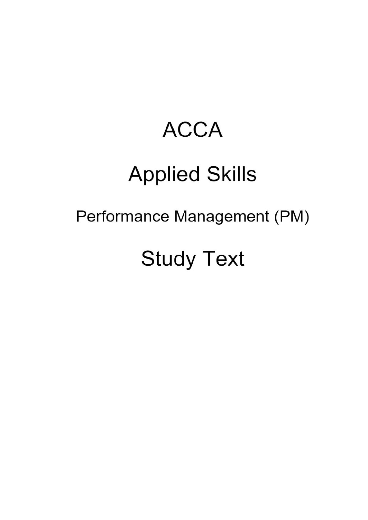 Acca Performance Management 2024 Kaplan Publishing