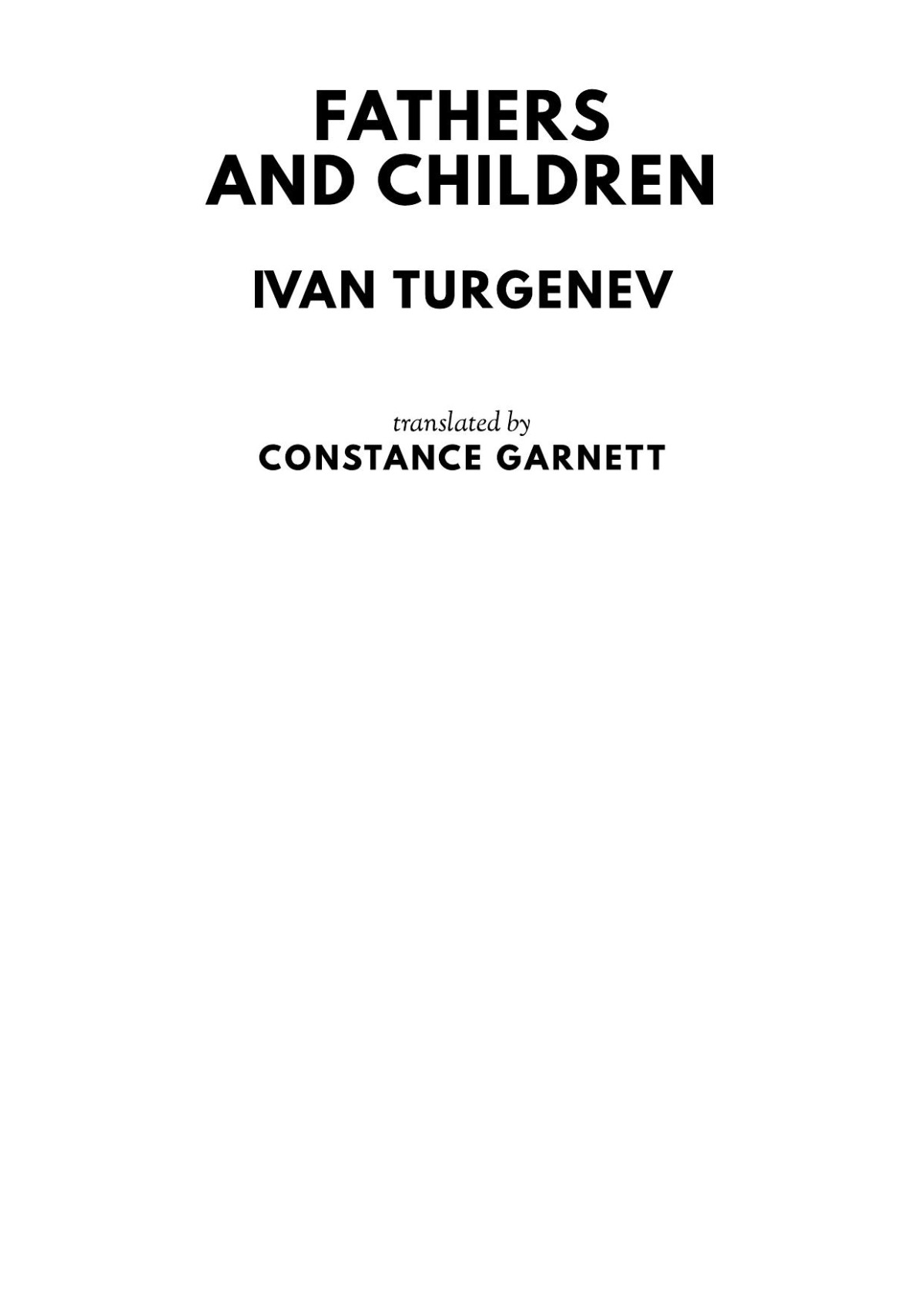 Fathers And Children Ivan Turgenev