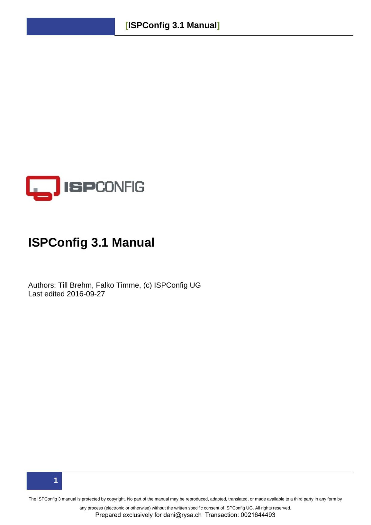 Ispconfig 31 Manual Till Brehm Falko Timme