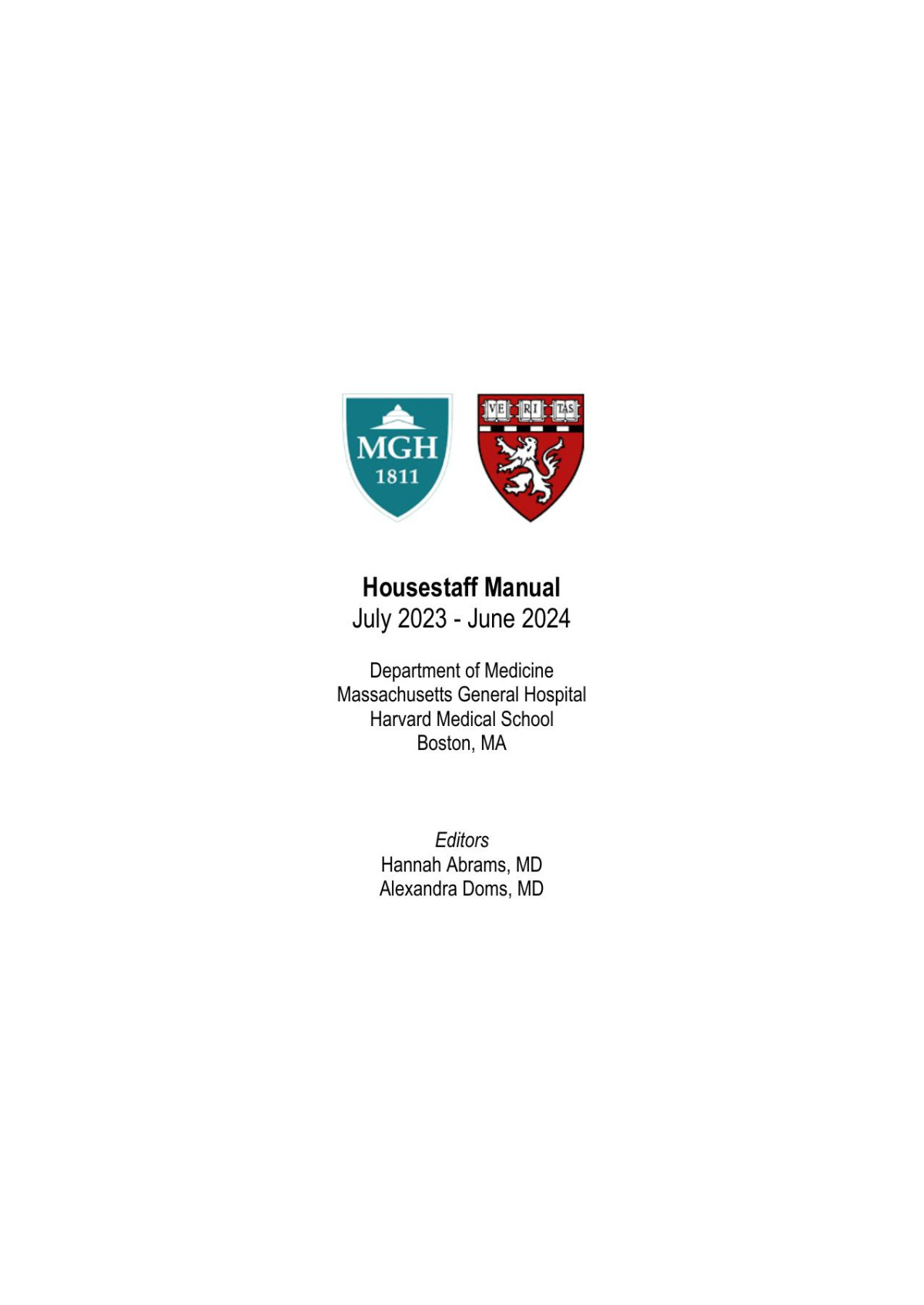 Housestaff Manual July 2023 June 2024 2024th Edition Hannah Abrams