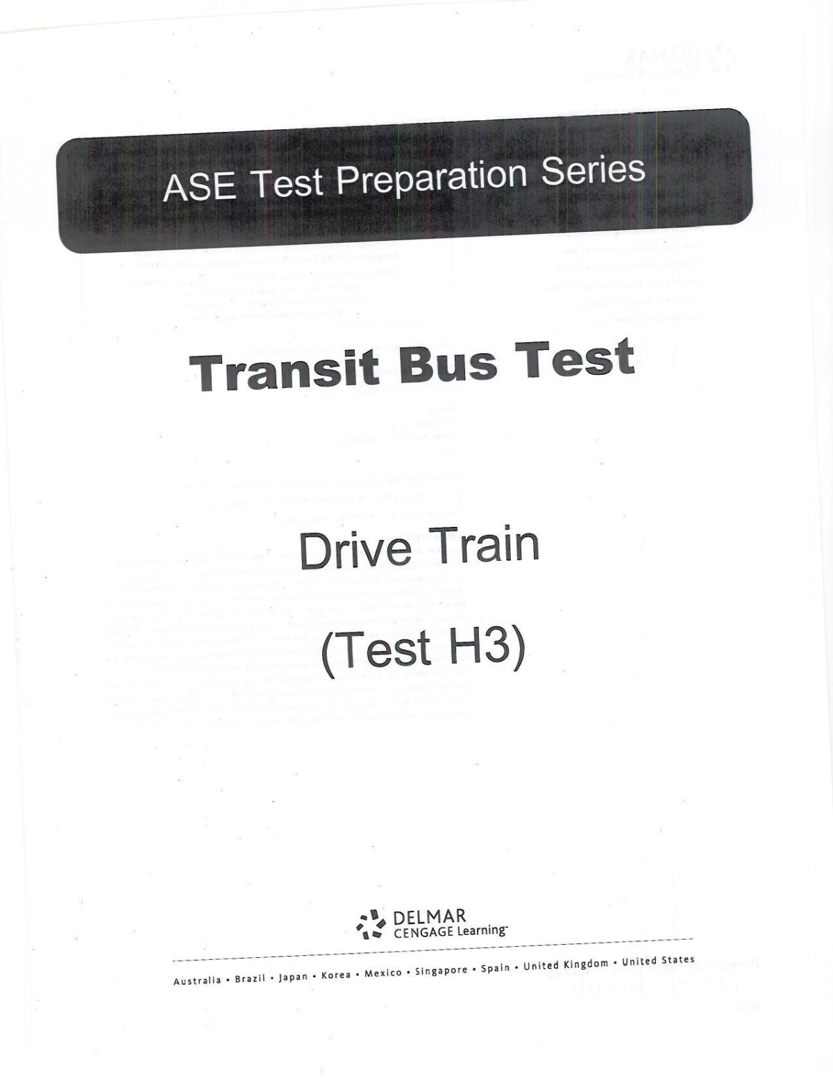 Transit Bus Test Drive Train Test H3 1st Edition Delmar