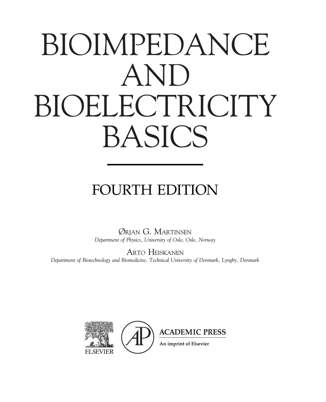 Bioimpedance And Bioelectricity Basics 4th Edition Martinsen