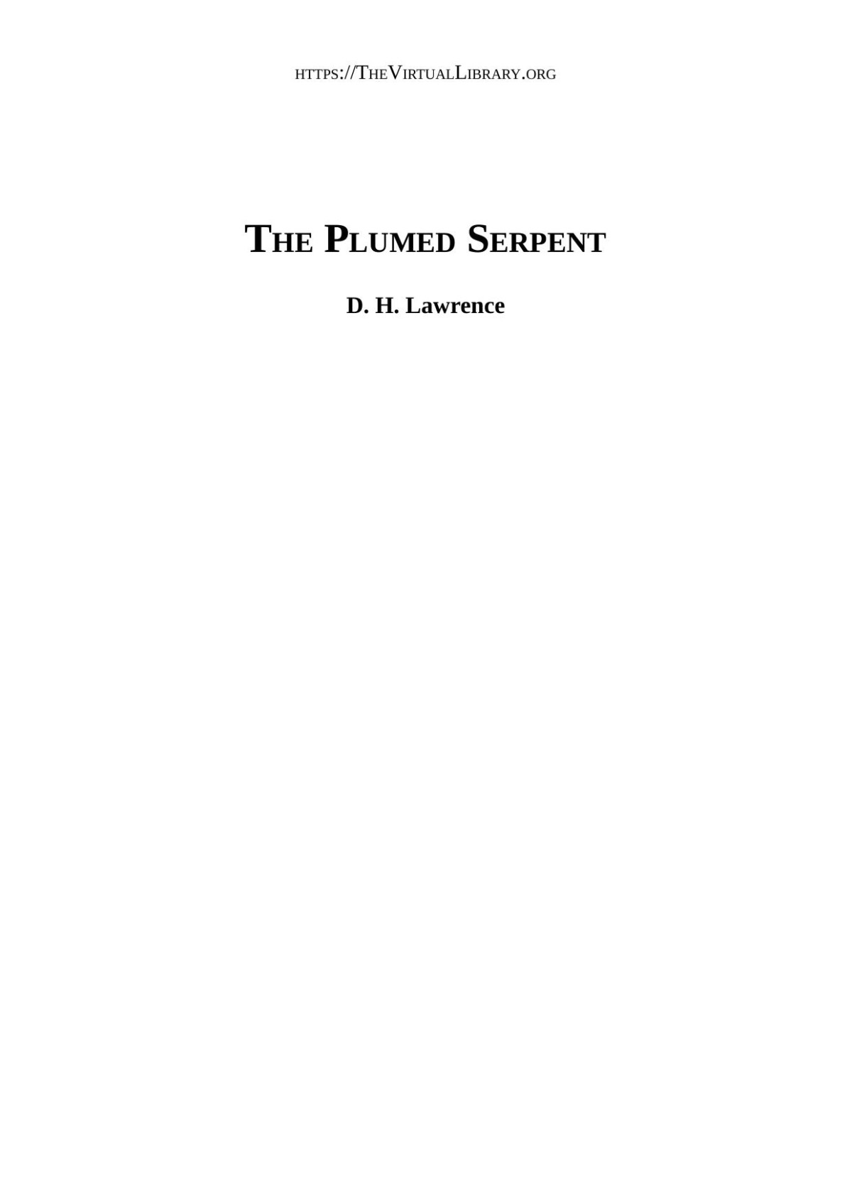 The Plumed Serpent D H Lawrence