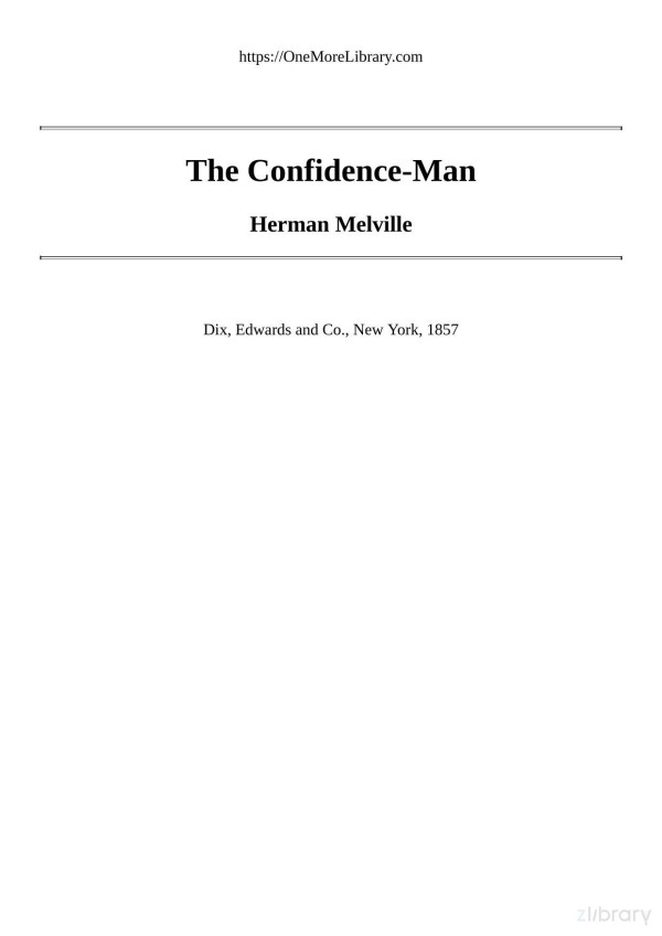 The Confidenceman His Masquerade Herman Melville