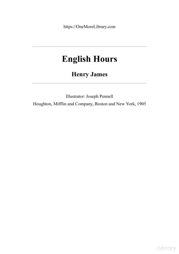English Hours Henry James