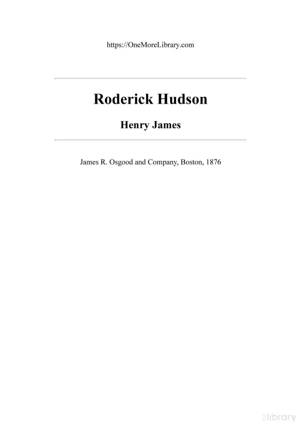 Roderick Hudson Henry James