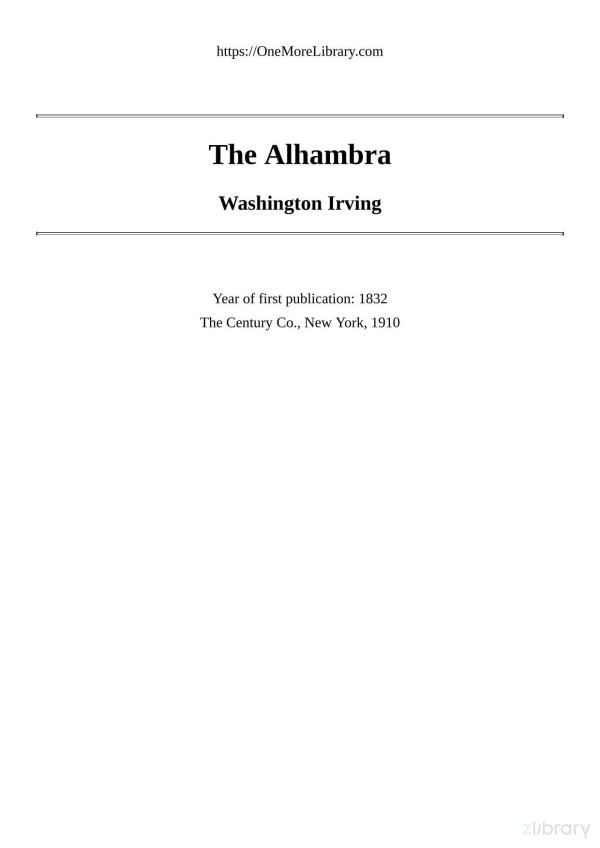 The Alhambra Washington Irving
