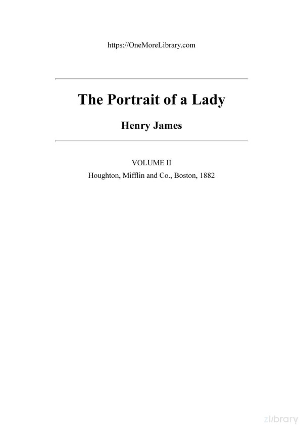 The Portrait Of A Lady Volume 2 Henry James