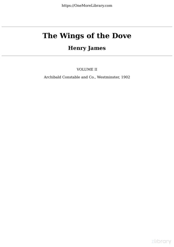 The Wings Of The Dove Volume Ii Henry James
