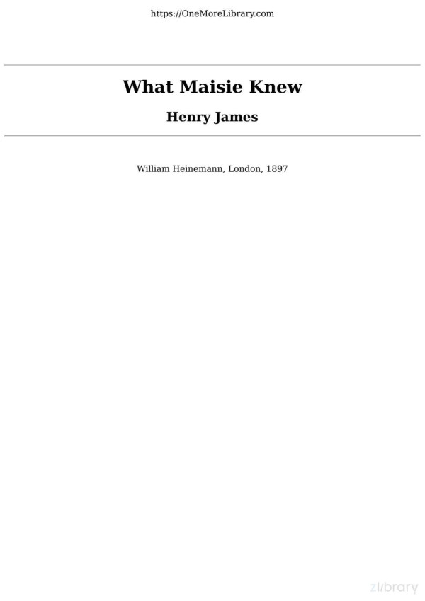 What Maisie Knew Henry James